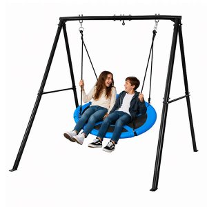 Heavy-Duty Metal 440lbs A-Frame Swing Stand Set with 40” Saucer Swing