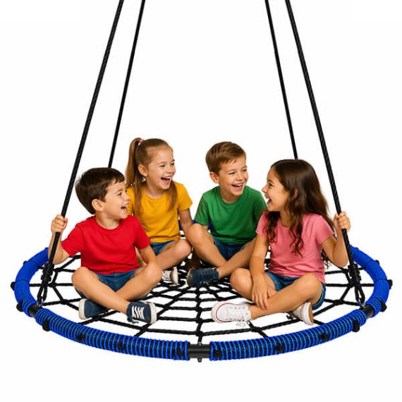 Blue 60" Large Round Tree Swing for Kids & Adults