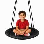 Black 24" Round Outdoor Tree Swing for Kids & Adults