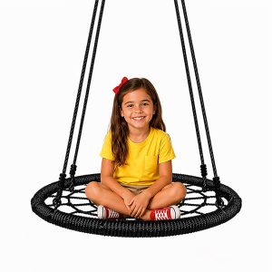 Black 24" Round Spider Web Tree Swing for Kids & Adults