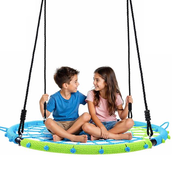 Blue & Green 40" Nest Round Tree Swing for Kids & Adults