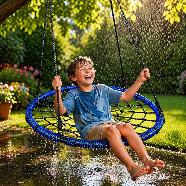 Blue 40" Saucer Round Tree Swing for Kids & Adults - Image 3