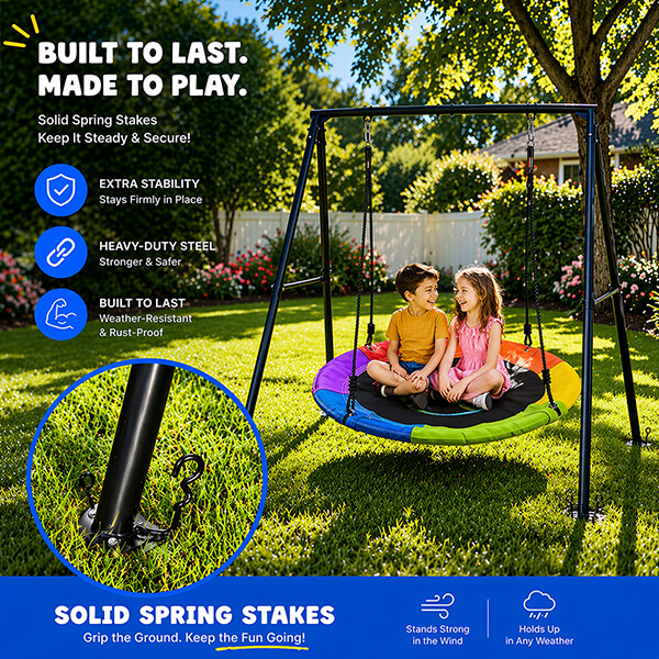 Heavy-Duty A-Frame Swing Stand with 40” Platform Swing (440lb Capacity) - Image 4