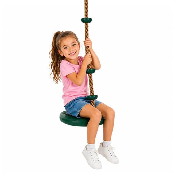Green Climbing Rope Tree Swing with Disc Seat for Kids
