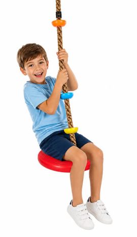 Red Climbing Rope Tree Swing with Disc Seat for Kids