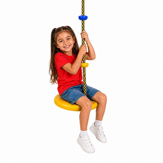 Yellow Climbing Rope Tree Swing with Disc Seat for Kids